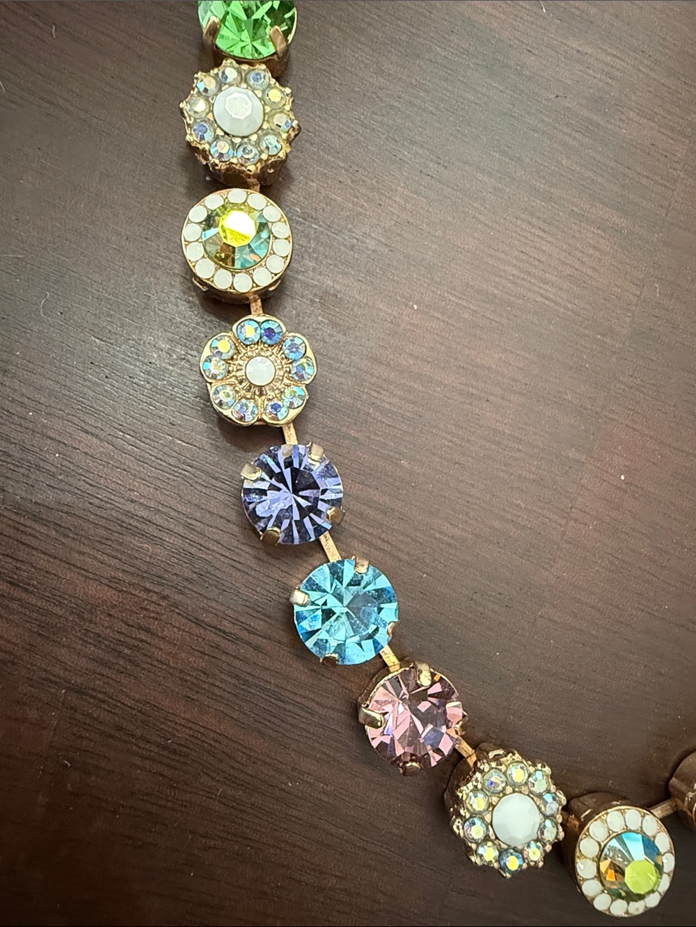 Mariana Multicolor Crystal Necklace Pastel Green Blue Purple Pink Rose Gold - Picture 4 of 9